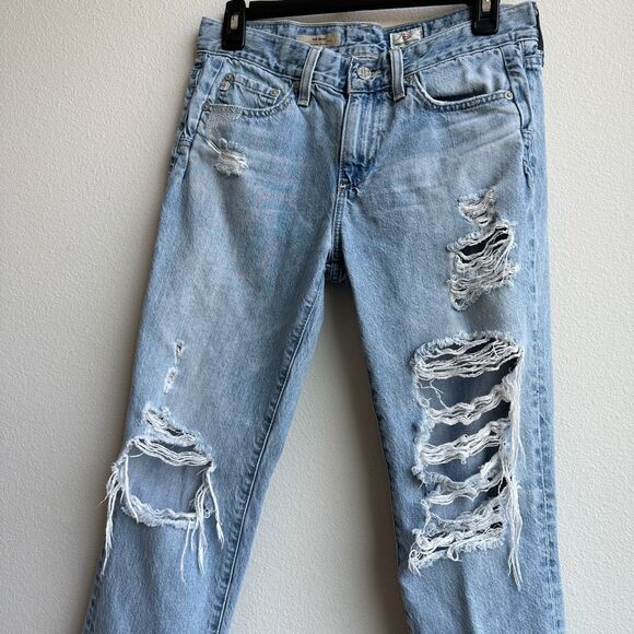 AG Adriano Goldschmied The Beau Slouchy Skinny Light Wash Distressed Size 26 - Picture 2 of 7